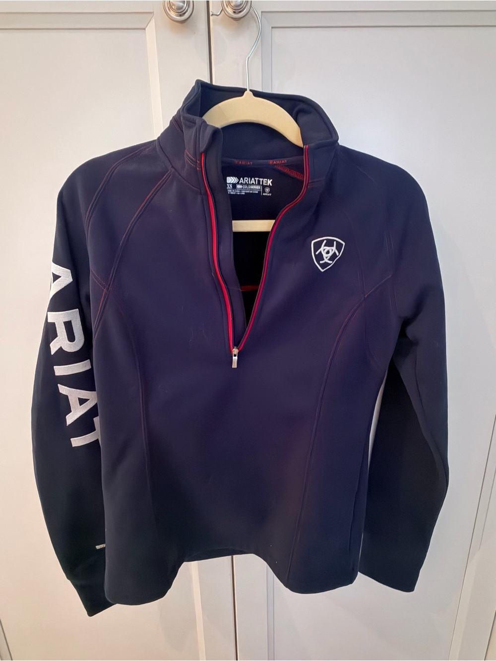 Ariat Navy Half-Zip Pullover with Red Zip Trim